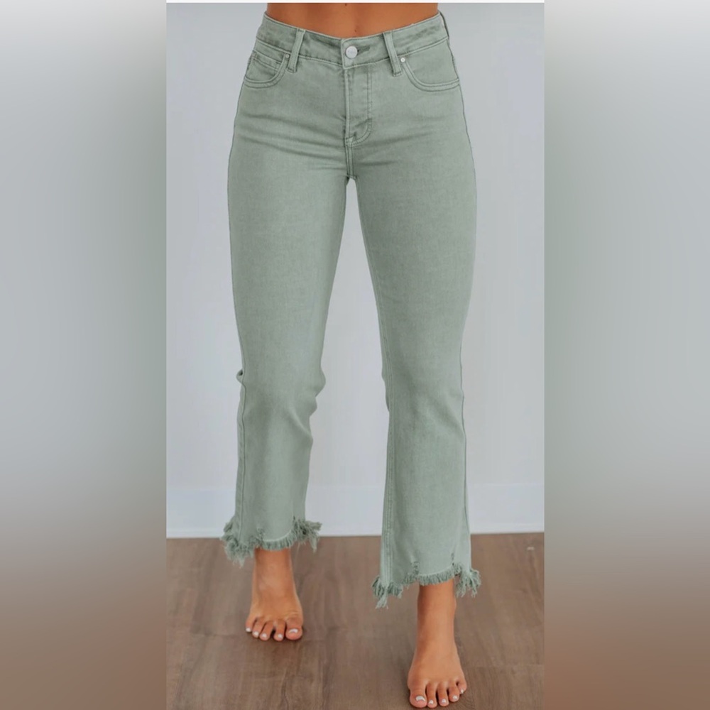 Risen women’s sage green flared jeans